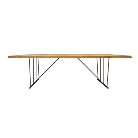 Tavolinë solide lisi dhe këmbë metalike Prodhuar në Itali - Consuelo Viadurini