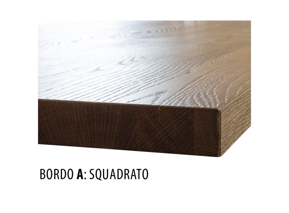 Tavolinë lisi me nyje katrore dhe bazë metalike Prodhuar në Itali - Consuelo Viadurini