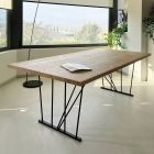 Tavolinë lisi me nyje katrore dhe bazë metalike Prodhuar në Itali - Consuelo Viadurini