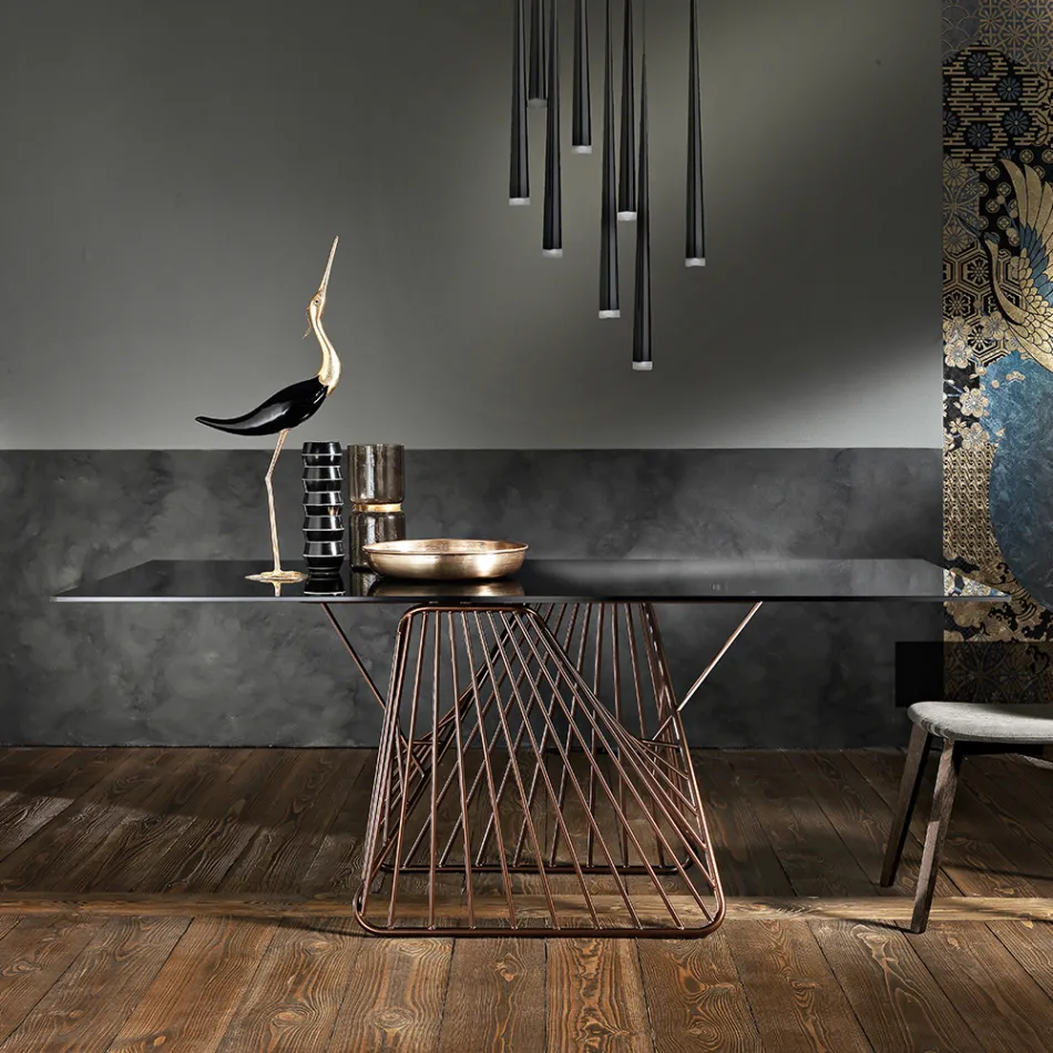 Tabela moderne e projektimit në xham të zbukuruar e bërë në Itali, Mitia Viadurini