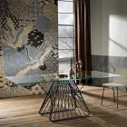 Tabela moderne e projektimit në xham të zbukuruar e bërë në Itali, Mitia Viadurini