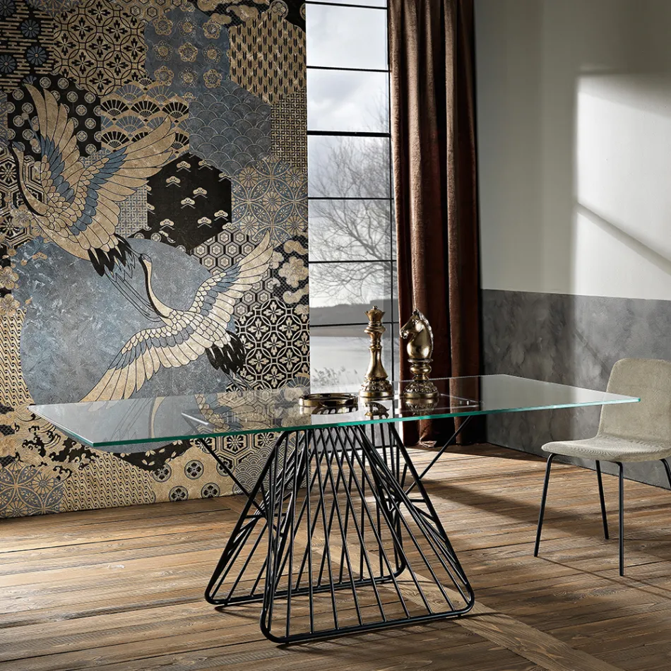 Tabela moderne e projektimit në xham të zbukuruar e bërë në Itali, Mitia Viadurini