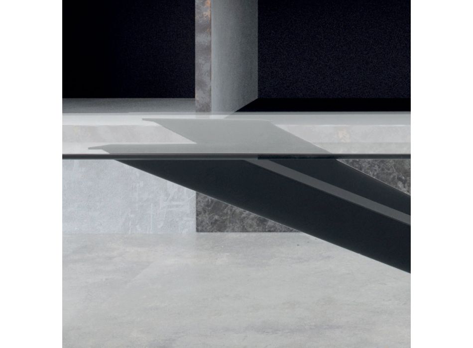 Tavolinë në qelq transparent dhe çelik të zi Made in Italy – Grotta Viadurini