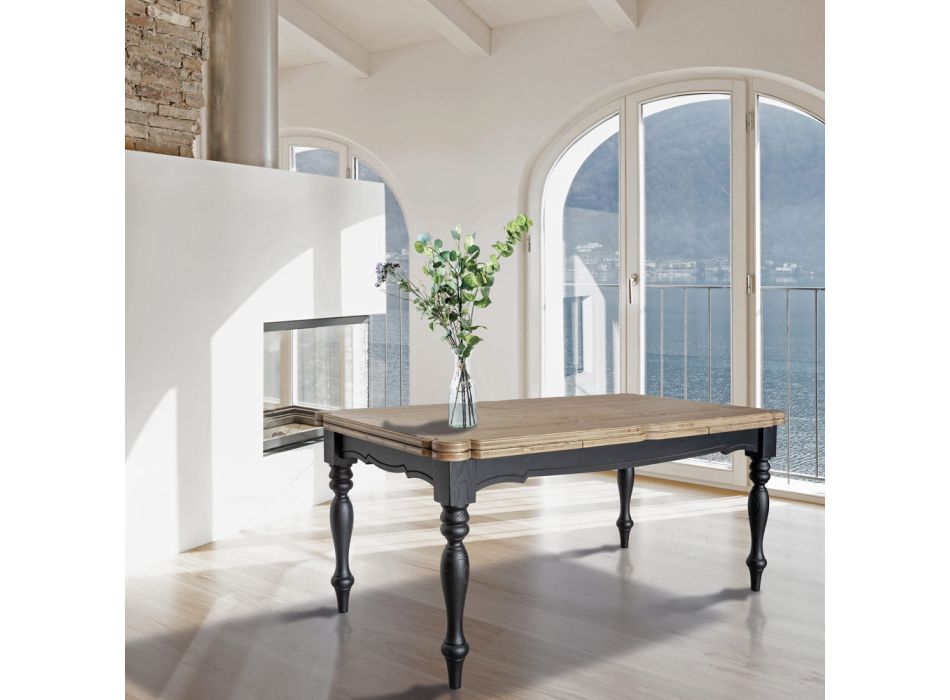 Tavolinë shtëpie e zgjerueshme në bredh me qoshe në formë dhe veshje të prodhuara në Itali - Faramir Viadurini
