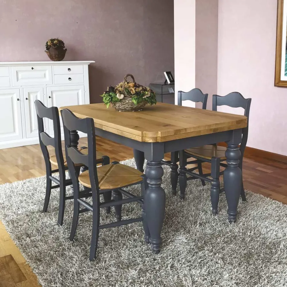 Tavolinë ndenjeje e zgjerueshme në lisi me qoshe në formë Prodhuar në Itali - Rafael Viadurini