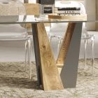 Tavolinë Kristali Living me Bazë Druri dhe Metal Prodhuar në Itali - Dementor Viadurini
