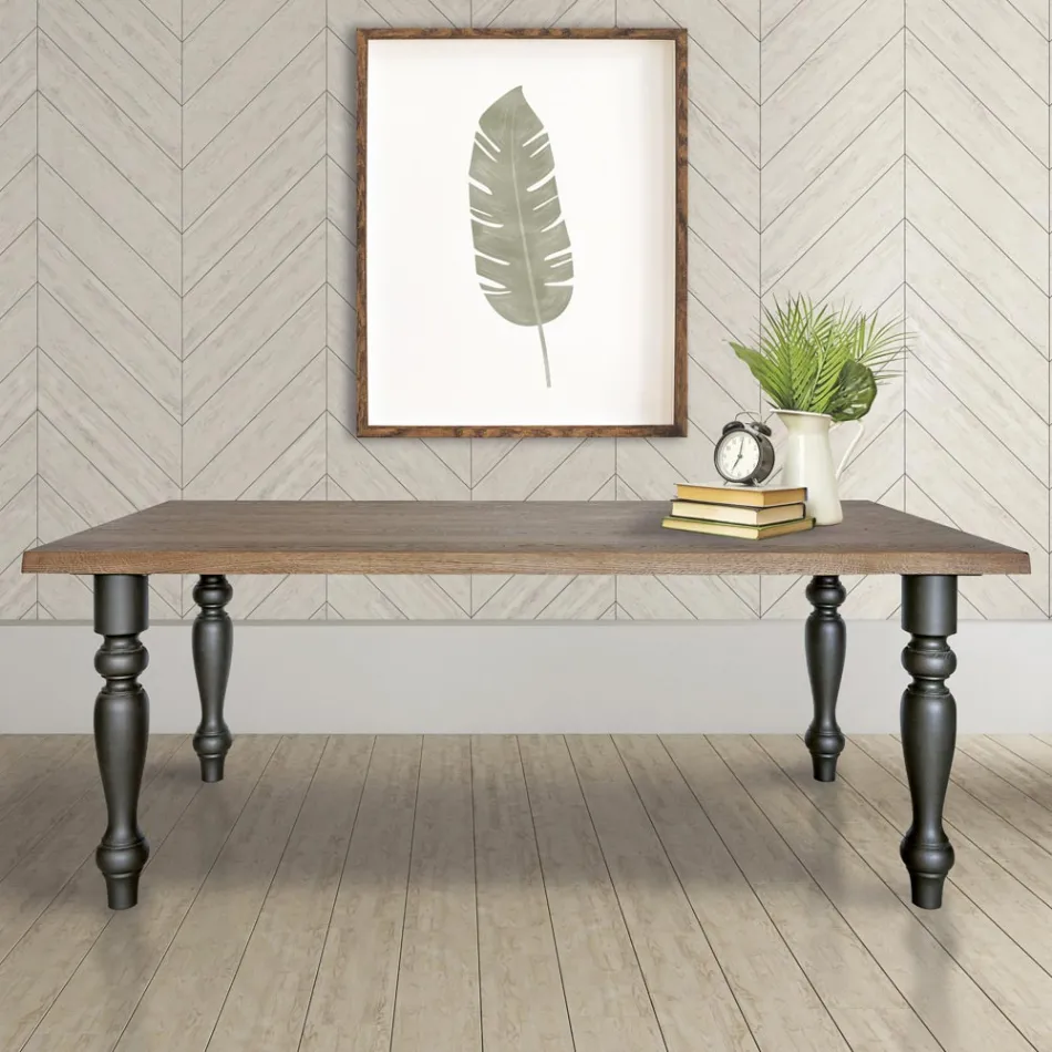 Tavolinë jetese e praruar në lis të fortë Prodhuar në Itali - Geolier Viadurini