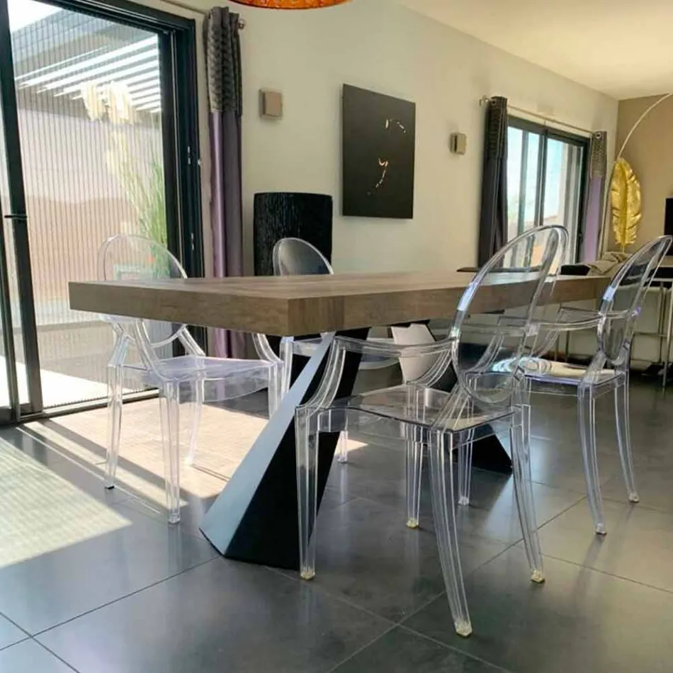 Tavolinë moderne e zgjerueshme Deri në 260/280 cm në dru dhe metal - Teramo Viadurini