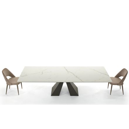 Tavolinë moderne e zgjerueshme deri në 278 cm Prodhuar në Itali Qeramike - Dalmatiane Viadurini