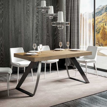 Tavolinë moderne e zgjerueshme deri në 440 cm në hekur dhe dru Prodhuar në Itali - Valle Viadurini
