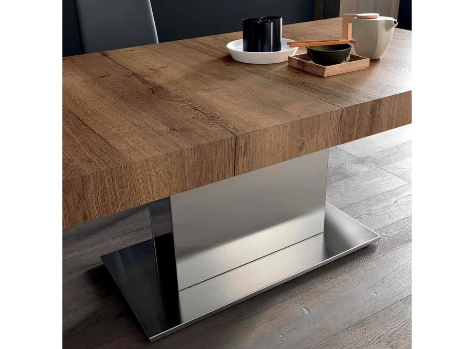 Tavolinë moderne e zgjerueshme Deri në 480 cm në dru të bërë në Itali - Michael Viadurini