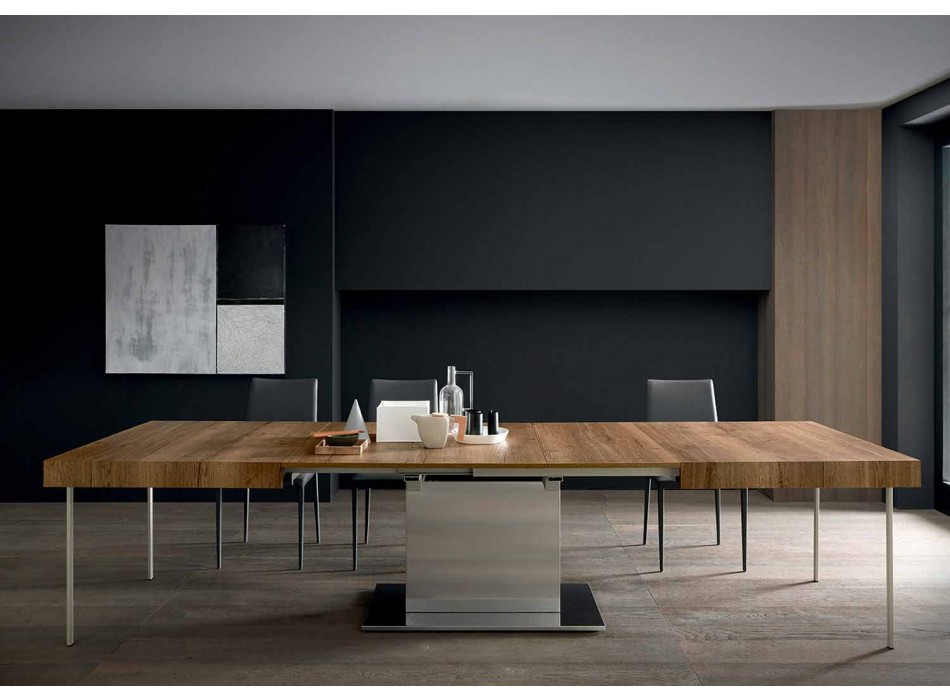 Tavolinë moderne e zgjerueshme Deri në 480 cm në dru të bërë në Itali - Michael Viadurini