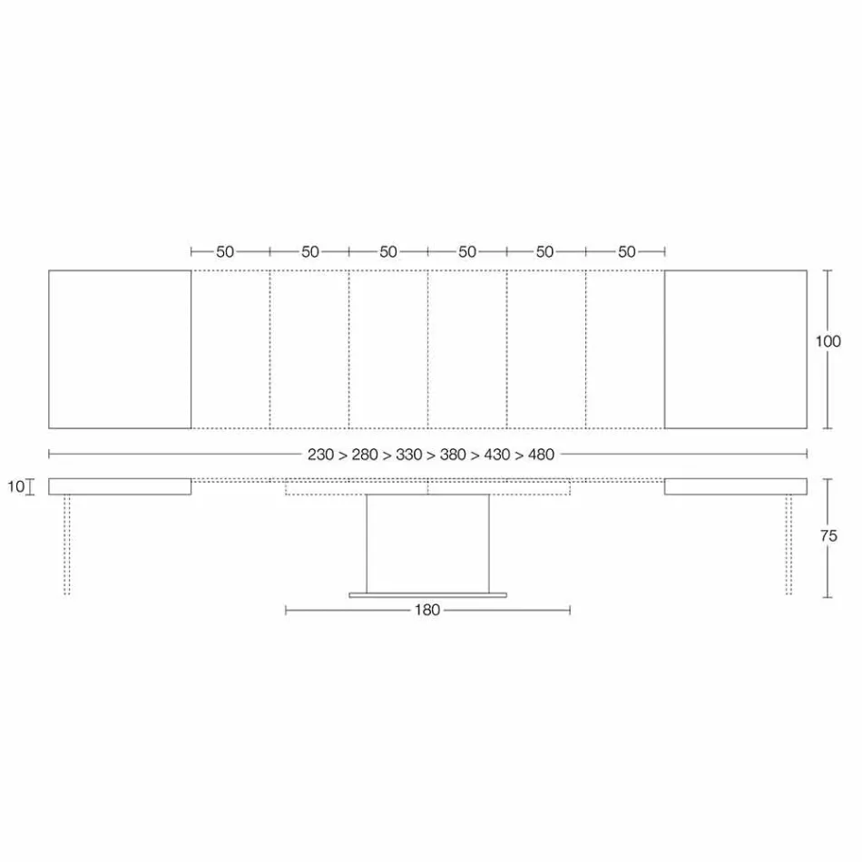 Tavolinë moderne e zgjerueshme Deri në 480 cm në dru të bërë në Itali - Michael Viadurini