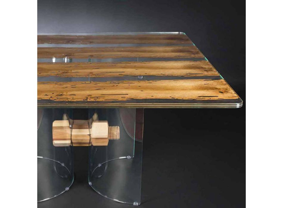 Moderne në xhama veneciane dhe tryezë druri Briccola Viadurini
