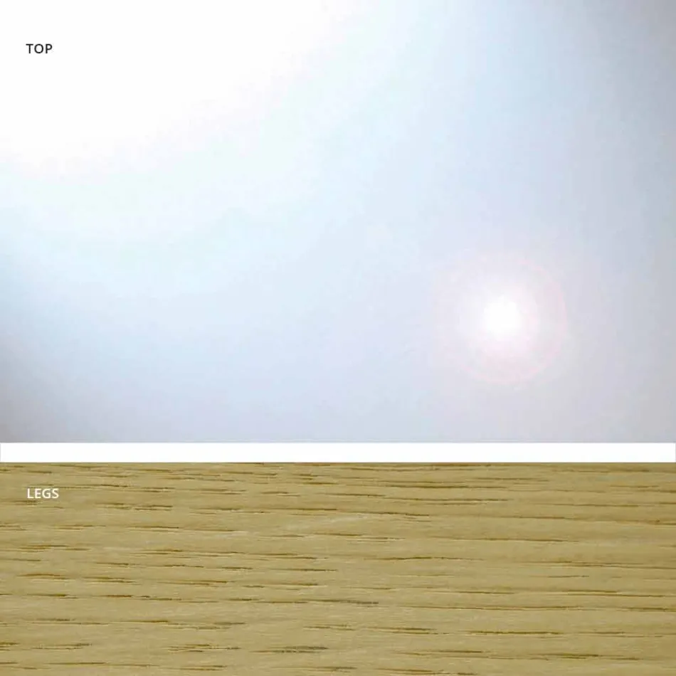 Tabela moderne në qelq dhe lisi natyral i prodhuar në Itali Acciano Viadurini