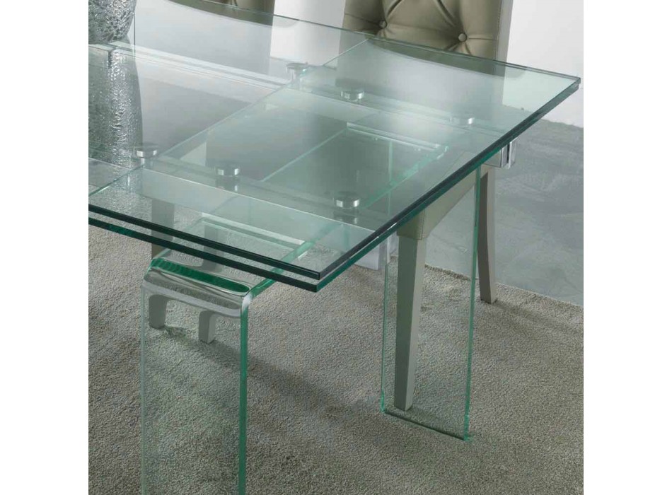 Tavolinë bashkëkohore e bërë nga qelqi i zbutur Atlanta Viadurini