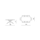 Tavolinë Ovale 180x100 cm në Qelq të Tymosur dhe Metal të Përpunuar me Çekiç - Domus Viadurini