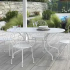 Tavolinë ovale e kopshtit e bërë tërësisht prej metali - Arkivi Viadurini