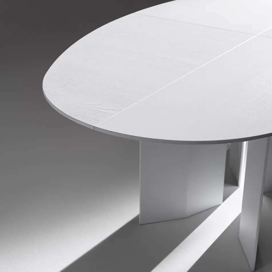 Tavolinë Ngrenie Ovale në Kompensatë të Lustruar me Ngjyrë Hiri - Capricorn Viadurini