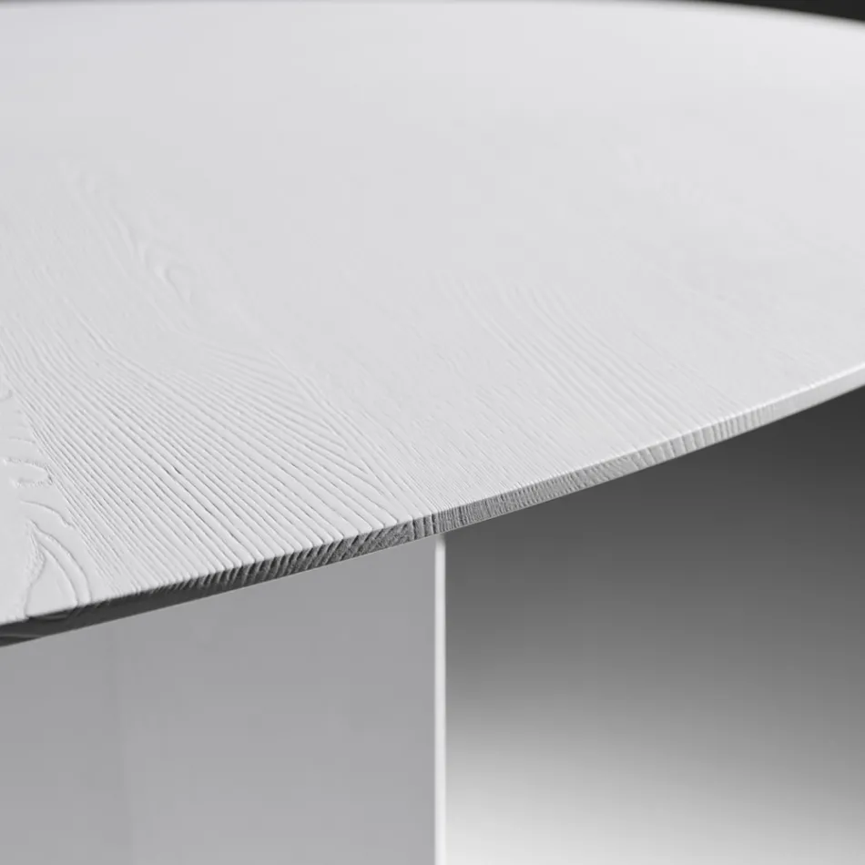 Tavolinë Ngrenie Ovale në Kompensatë të Lustruar me Ngjyrë Hiri - Capricorn Viadurini