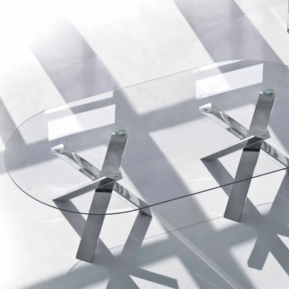 Tabela e modelit ovale në gotë 280x120cm e bërë në Itali Pema Viadurini