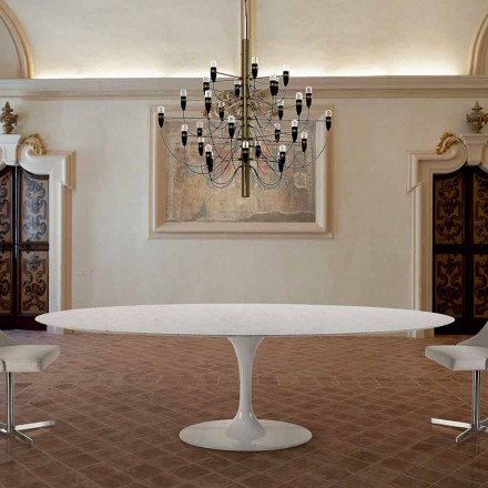Tavolinë Moderne Ovale në Carrara ose Mermer Black Marquinia Prodhuar në Itali - Dollarë Viadurini