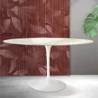 Tavolinë Ovale Tulip Saarinen H 74 cm në ngjyrë Florim Calacatta Gold Qeramikë Mat - Scarlet Viadurini