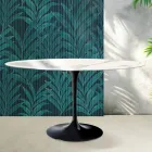 Tavolinë tulipani ovale Saarinen H 74 cm në Florim Statuario Lucido Qeramike - Scarlet Viadurini