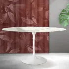 Tavolinë Ovale Tulip Saarinen me lartësi 74 cm në Qeramikë Matt Florim Statuario - Scarlet Viadurini