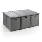 Tavolinë brenda dhe jashtë me 6 karrige me mbështetëse të shtrirë dhe 4 pouf - Venir Viadurini