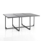 Tavolinë brenda dhe jashtë me 6 karrige me mbështetëse të shtrirë dhe 4 pouf - Venir Viadurini