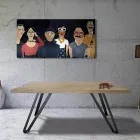 Tavolinë e praruar me lis Masellato me nyje dhe Metal Prodhuar në Itali - Luanda Viadurini