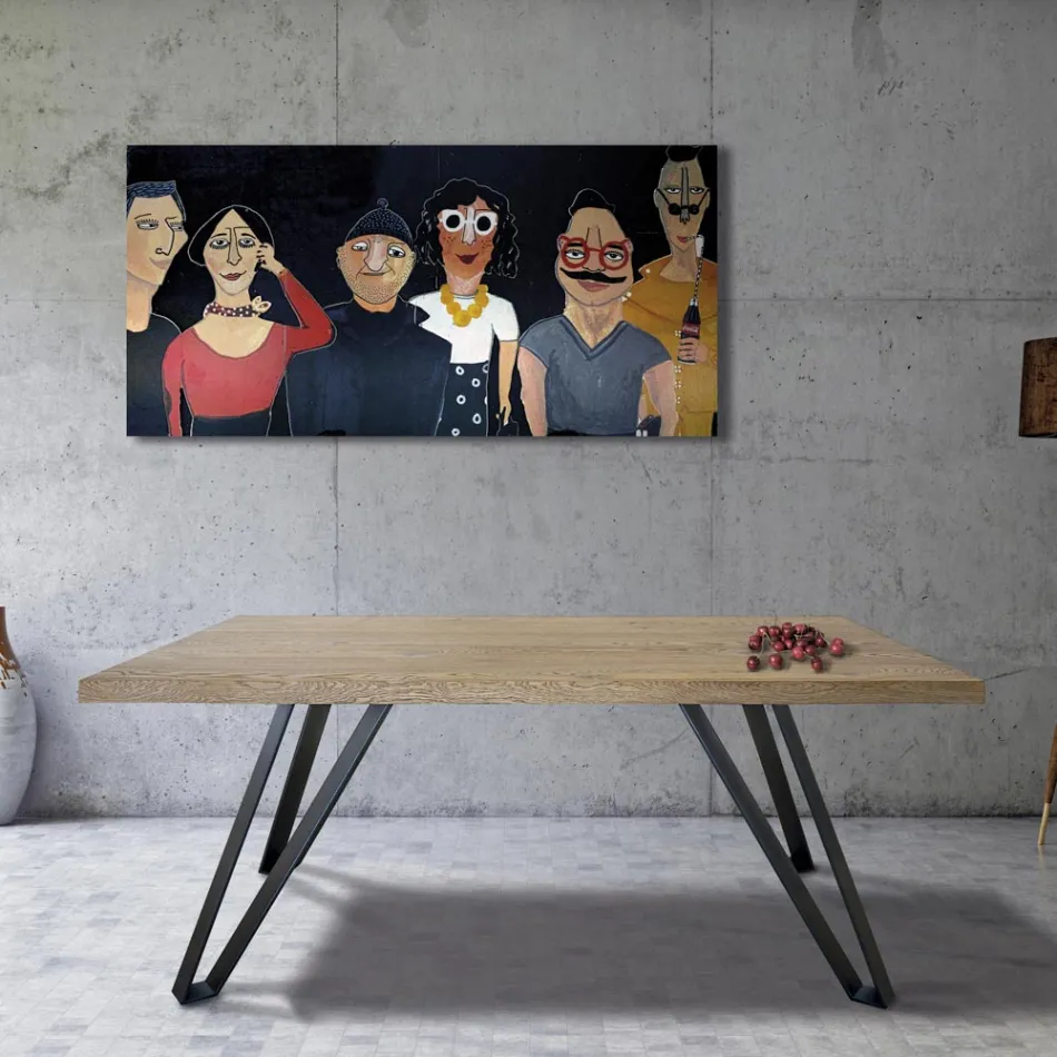 Tavolinë e praruar me lis Masellato me nyje dhe Metal Prodhuar në Itali - Luanda Viadurini