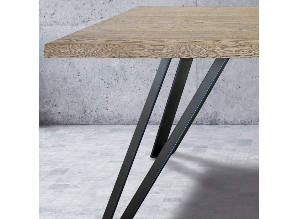 Tavolinë e praruar me lis Masellato me nyje dhe Metal Prodhuar në Itali - Luanda Viadurini