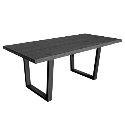 Tavolinë e praruar me bazë lisi me nyje katrore dhe metalike Prodhuar në Itali - Pilar Viadurini