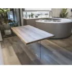 Tavolinë solide me lisi dhe bazament kristali Prodhuar në Itali - Noelia Viadurini