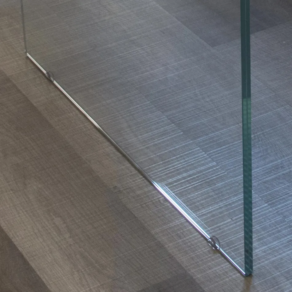 Tavolinë solide me lisi dhe bazament kristali Prodhuar në Itali - Noelia Viadurini