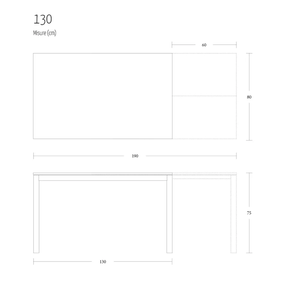 Tavolinë ngrënieje e zgjerueshme 190 cm Metal dhe Dru Prodhuar në Itali - Euklidiane Viadurini