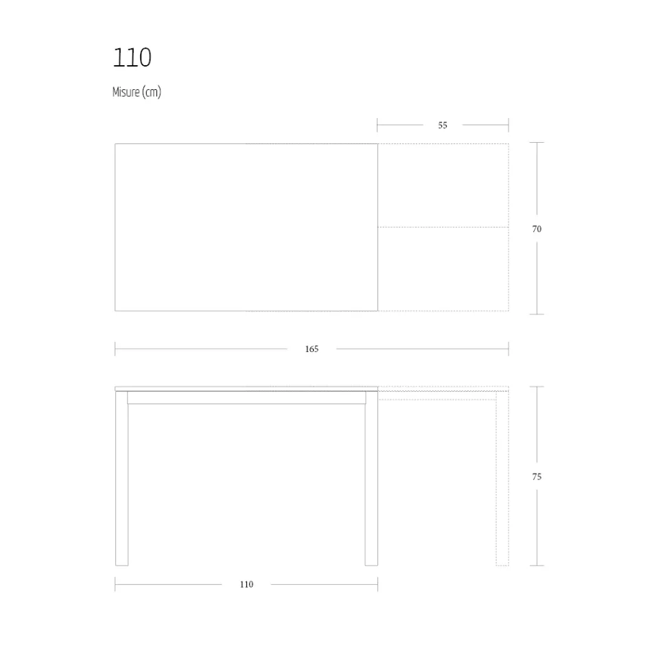 Tavolinë ngrënieje e zgjerueshme 190 cm Metal dhe Dru Prodhuar në Itali - Euklidiane Viadurini