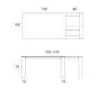 Tavolinë Ngrënie e zgjatur deri në 2.8 m Sipër metalike dhe mat qeramike - Rashid Viadurini
