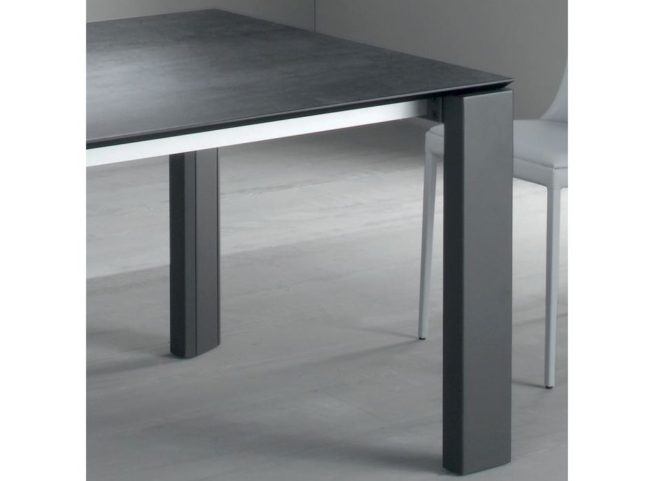 Tavolinë Ngrënie e zgjatur deri në 2.8 m Sipër metalike dhe mat qeramike - Rashid Viadurini