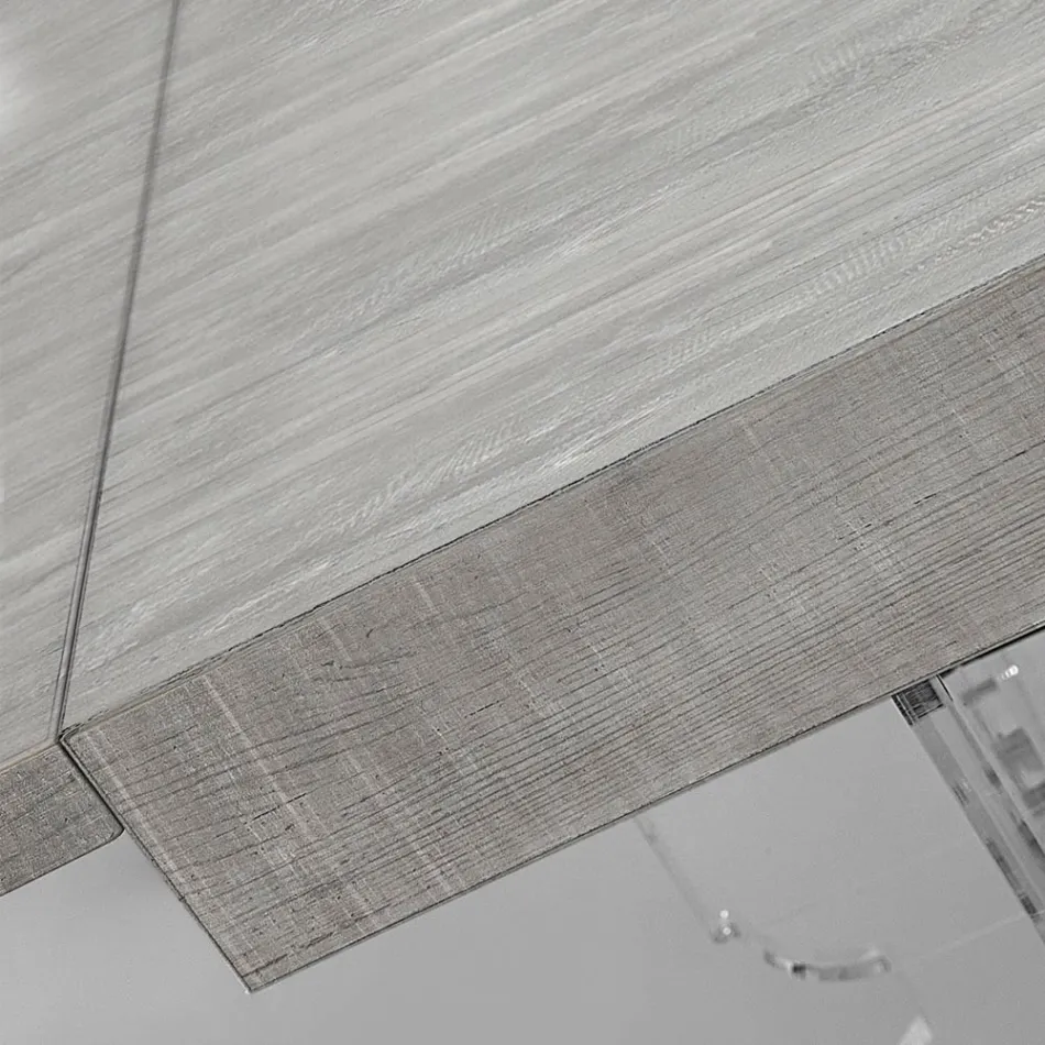 Tavolinë ngrënieje e zgjerueshme deri në 255 cm në pleksiglas dhe dru të prodhuar në Itali - Francoise Viadurini