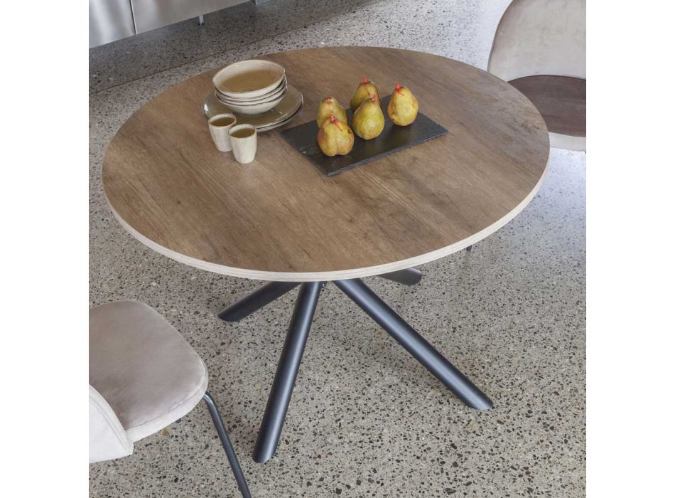 Tavolinë ngrënieje e zgjerueshme deri në 165 cm në dru çeliku dhe melamine - Veneto Viadurini