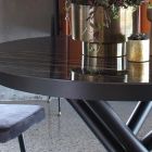Tavolinë e Rrumbullakët e Rrumbullakët e Zgjatshme deri në 165 cm në Çelik dhe Qeramikë - Qershor Viadurini