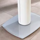 Tavolinë ngrënieje e zgjatur në xhami dhe lëkurë imituese, L120 / 180xP90cm, Lelia Viadurini