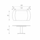 Tavolinë ngrënieje e zgjatur në xhami dhe lëkurë imituese, L120 / 180xP90cm, Lelia Viadurini