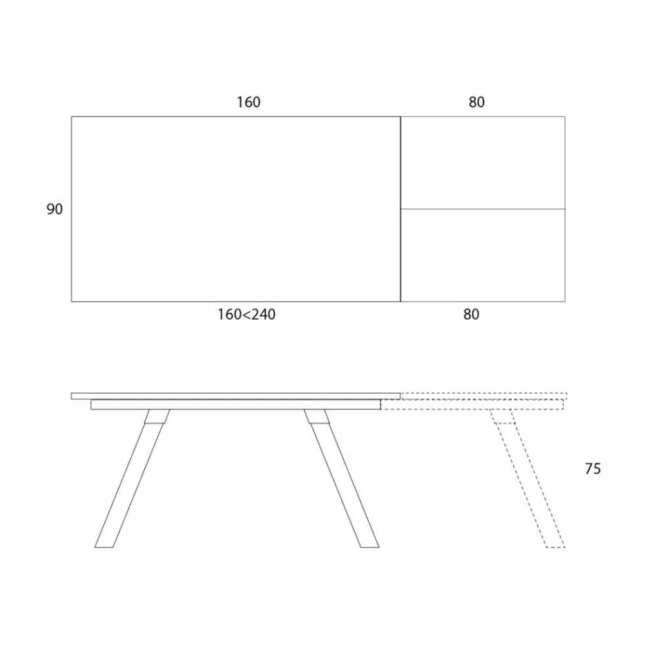 Tavolinë Ngrënieje e Zgjatshme Qeramike deri në 2.8 m Prodhuar në Itali - Paoluccio Viadurini