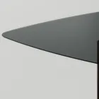 Tavolinë ngrënieje me majë xhami katror dhe bazë druri Prodhuar në Itali - Kuadro Viadurini