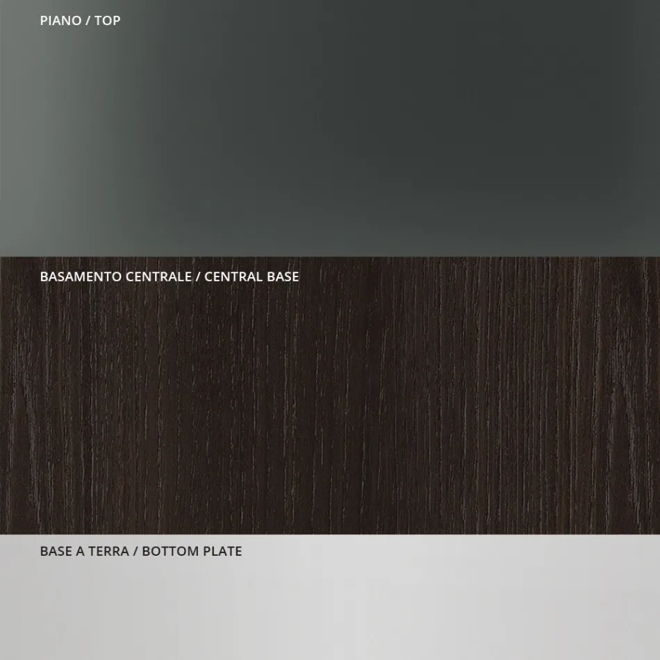 Tavolinë ngrënieje me majë xhami katror dhe bazë druri Prodhuar në Itali - Kuadro Viadurini