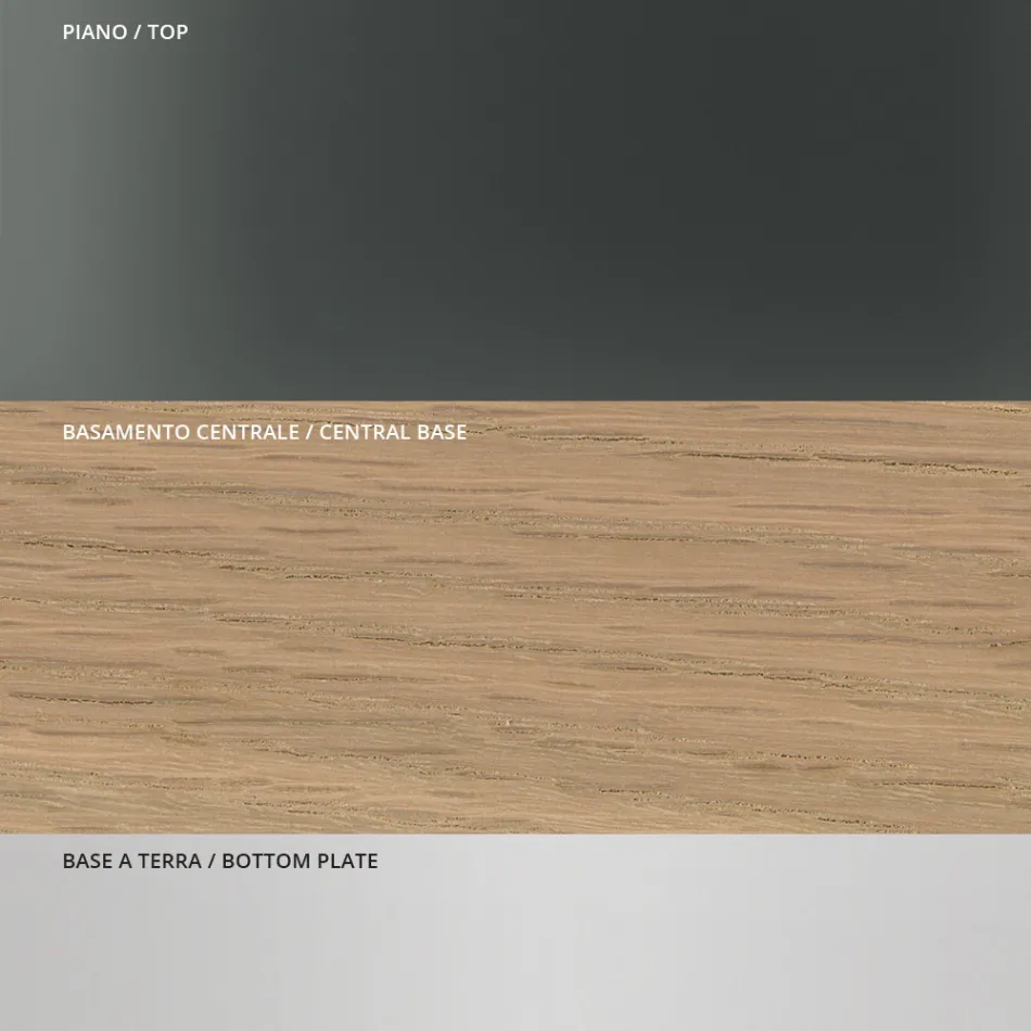 Tavolinë ngrënieje me majë xhami katror dhe bazë druri Prodhuar në Itali - Kuadro Viadurini